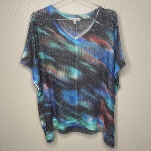 Jess & Jane Chic Multicolor Knit Women's Blouse Size XL
